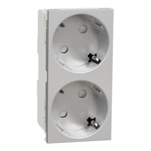 Nova Unica  - Tomada 2PT dupla Aluminio sparafuso