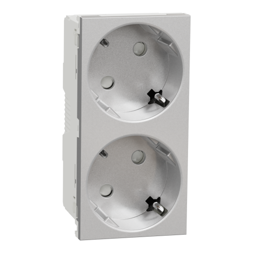 Nova Unica  - Tomada 2PT dupla Aluminio sparafuso