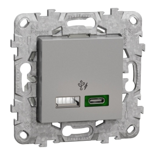 Nova Unica - Tomada 2XUSB AC carregador 45W - Alumínio