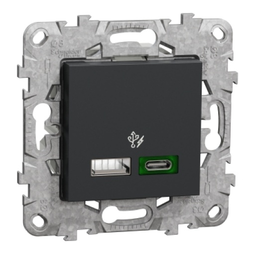 Nova Unica - Tomada 2XUSB AC carregador 45W - Antracite