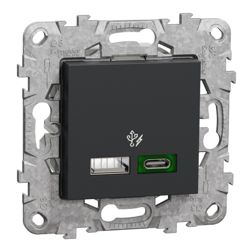 Nova Unica - Tomada 2XUSB AC carregador 45W - Antracite