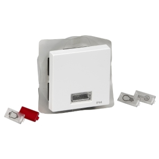 M-Elegance - Tecla simples com visor para símbolos - IP44 - Branco ativo