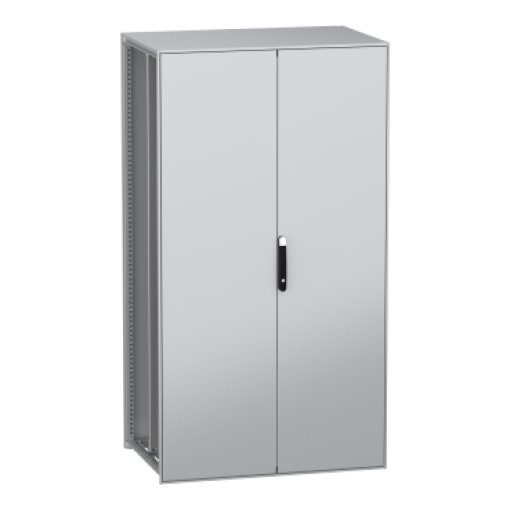 Armário elétrico modular de montagem no chão, PanelSeT SFN, aço descarbonizado, platina, 2200x1200x800mm, 2 portas, IP55