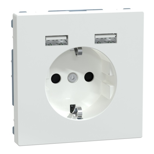 D-Life - Tomada 2PT  Carregador 2xUSB - 2.4A - 16A - Branco