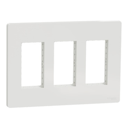 New Unica - cover frame with fixing frame - 3 gangs - 3 x 4 modules - white