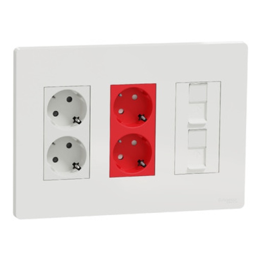 Nova Unica System -  Kit Posto de trabalho - 3 colunas - tomadas 2x2PT BR2x2PT VR2RJ - antibacteriano - Branco