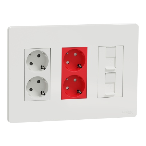 Nova Unica System -  Kit Posto de trabalho - 3 colunas - tomadas 2x2PT BR2x2PT VR2RJ - antibacteriano - Branco