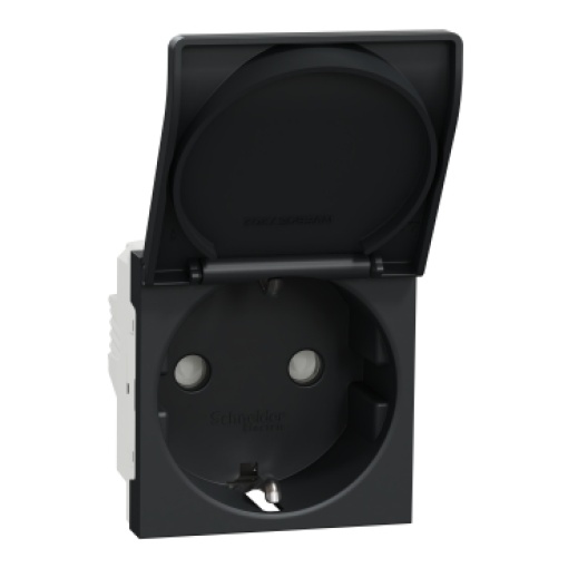 Tomada 2PT com obturadores LP, Unica, 16A, Antracite