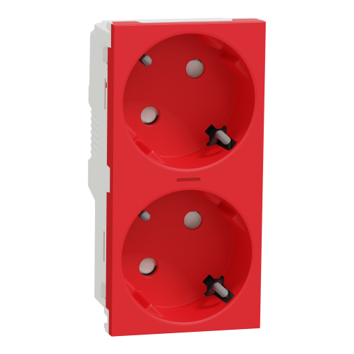 Nova Unica  - Tomada 2x2PT com obturadores e luz ind. - 16A - Vermelho