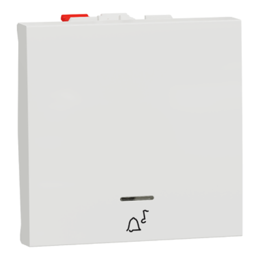 Botão de pressão "campainha", Unica, luminoso, 10A, Branco