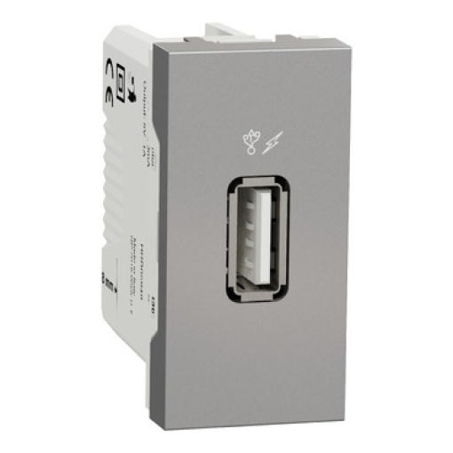 Nova Unica - Tomada carregador USB 1 mód. tipo 2.0 - 1A - Alumínio