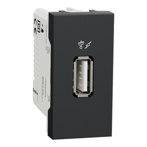 Nova Unica - Tomada carregador USB 1 mód. tipo 2.0. - 1A - Antracite