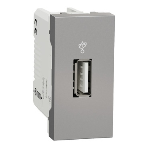 Nova Unica - Tomada dados USB 1 mód. tipo 2.0 - 1A - Alumínio