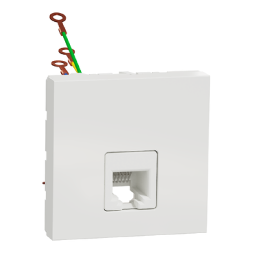 Tomada telefone RJ12 2 mód., Unica, Branco