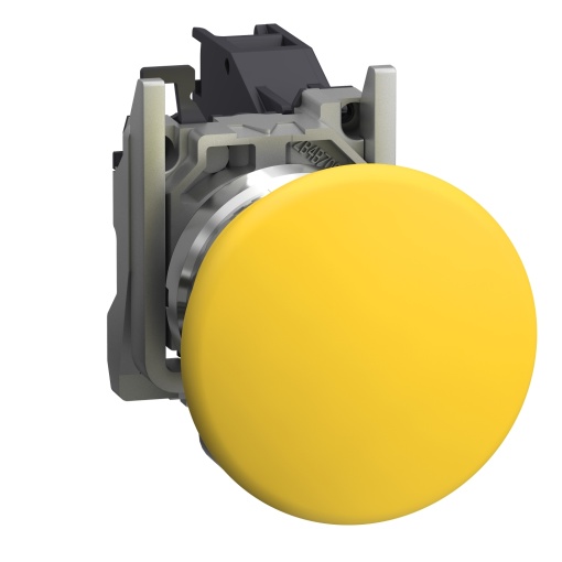 Complete push button, Harmony XB4, Explosive atmosphere, yellow mushroom pushbutton
