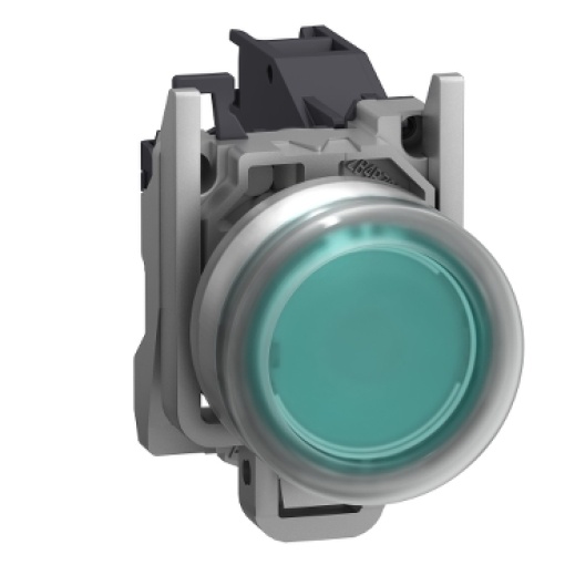 Complete push button, Harmony XB4, Explosive atmosphere, pushbutton green with boot and legend insertion