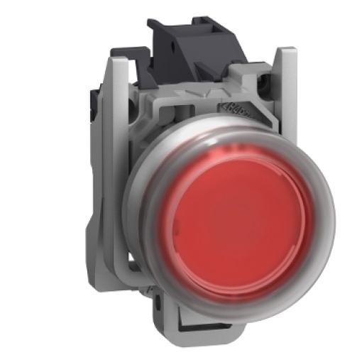 Complete push button, Harmony XB4, Explosive atmosphere, pushbutton red with boot and legend insertion