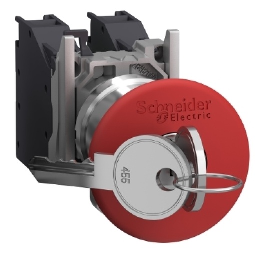Complete emergency stop push button, Harmony XB4, Explosive atmosphere, 455 key RELEASE