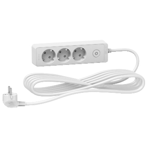 Unica extend - Schuko trailing lead - 3 gangs - white
