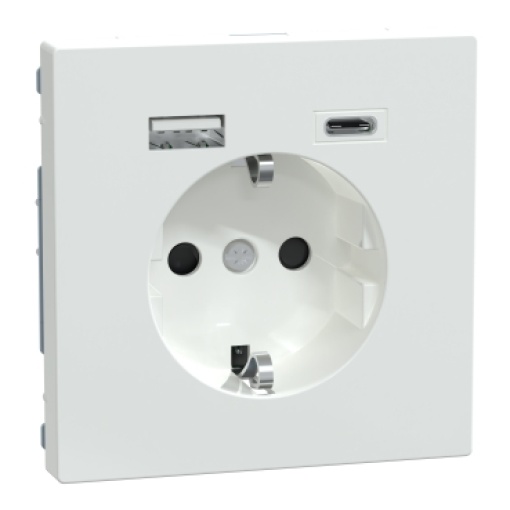 D-Life - Tomada 2PT  carregador USB 2.0  USB 3.1 - 3A - Branco