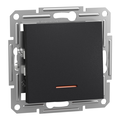 Interruptor Asfora de 1 polo e 2 vias, 10 A, com luz indicadora, sem parafusos, sem quadro, antracite