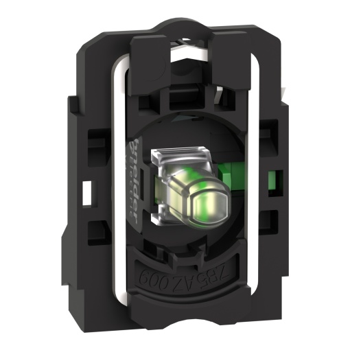 Corpocontacto completo e bloco luminoso, Harmony XB5, plástico, branco, LED universal, corpocolar de fixação, 1NO, 24V ACDC