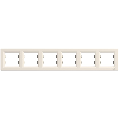 Asfora - quadro horizontal de 6 tomadas - creme
