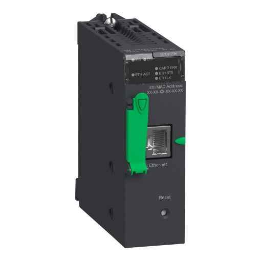 módulo de rede, Modicon M340, ModbusTCP, 1 x RJ45, cartão de memória flash, para ambientes adversos