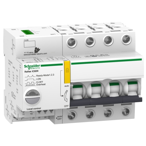 Disjuntor com telecomando integrado Reflex iC60N Ti24, 25 A, 4 polos, curva C
