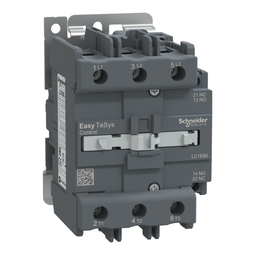 Contator, Easy TeSys Control, LC1E, 3 polos 3 NO, CA-3CA-3e, 440 V, 80 A, bobina de 110 V CA, 50 Hz