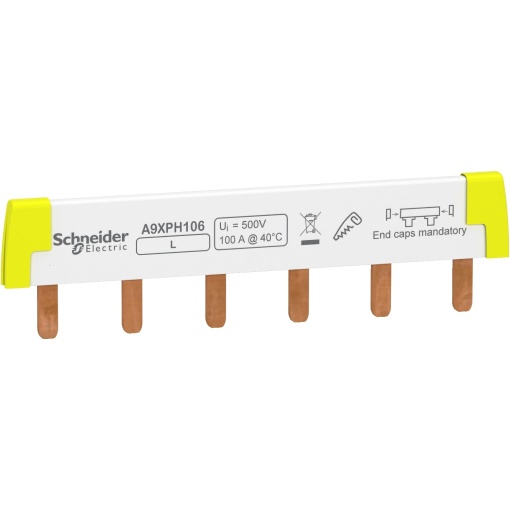 Acti9 - barra de ligação em pente - 1L - passo de 18 mm - 6 módulos - 100 A