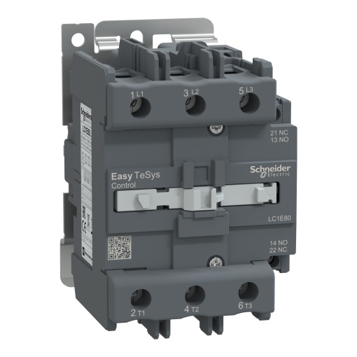 Contator, Easy TeSys Control, LC1E, 3 polos 3 NO, CA-3CA-3e, 440 V, 80 A, bobina de 415 V CA, 50 Hz