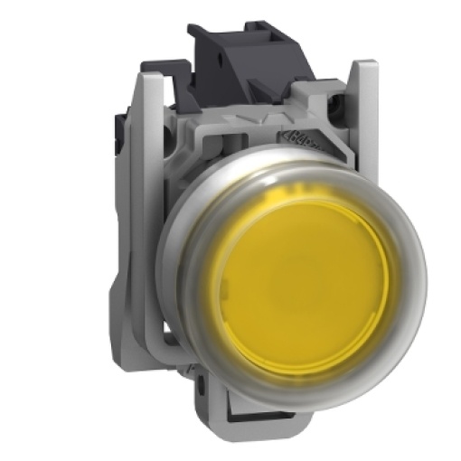 Botão completo, Harmony XB4, Atmosfera explosiva, botão amarelo com inserção de bota e legenda
