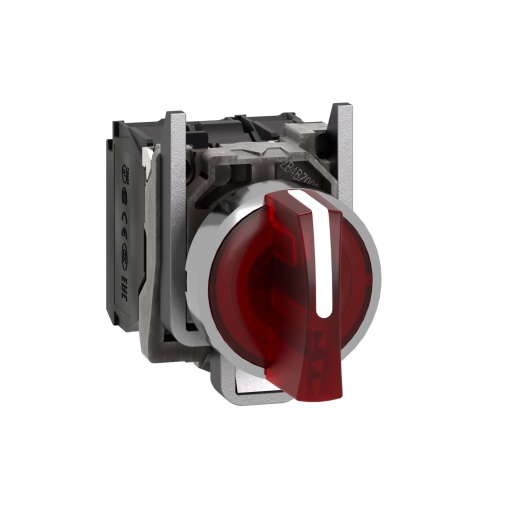 Selector iluminado  vermelho  3 posições fijas 230v 1na1nc