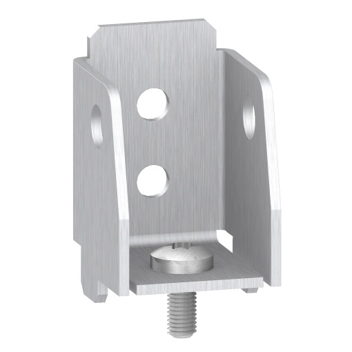 Fixing brackets for internal fixing of vertical rails at the same level of base