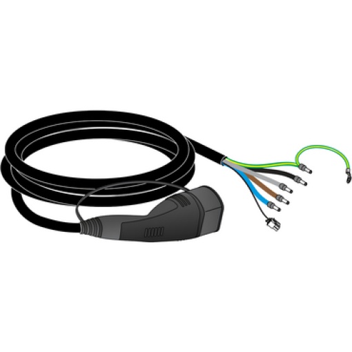 Cabo com conector T2, 16 A, trifásico, IEC, 4 metros - Peça sobressalente para Wallbox EVH2