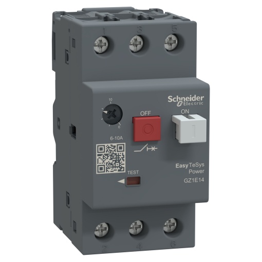 Disjuntor motor, Easy TeSys Power, GZ1E, CA-3, 3P, 6..10 A, disparo magnético-térmico