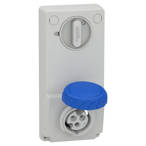 Tomada com encravamento, Mureva PK, montagem em quadro, 16 A, 2PE, 220 V, IP65