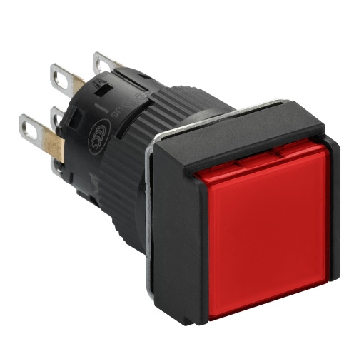 Praça vermelha iluminado botão ø16 impulso flush para liberar-24 vdcpolarised-2co