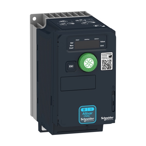 Variador de velocidade, Altivar HVAC ATH200, ATH230, 0,37 kW, 0,5 hp, 200 a 240 V, monofásico, IP20, com filtro CEM