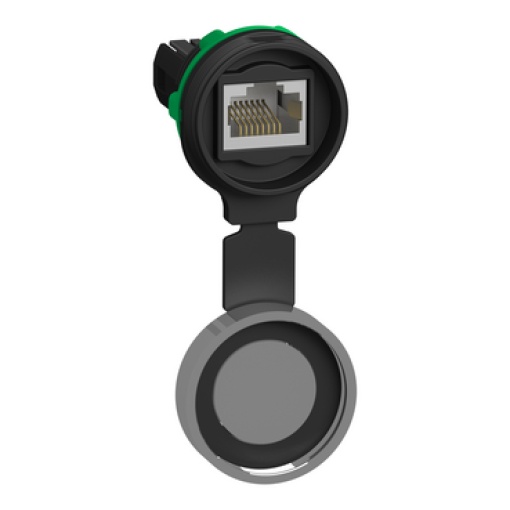 Porta RJ45 montada em painel, Harmony XB5, plástico, 22 mm, para interface Ethernet, conector RJ45, tampa de parafuso metálica