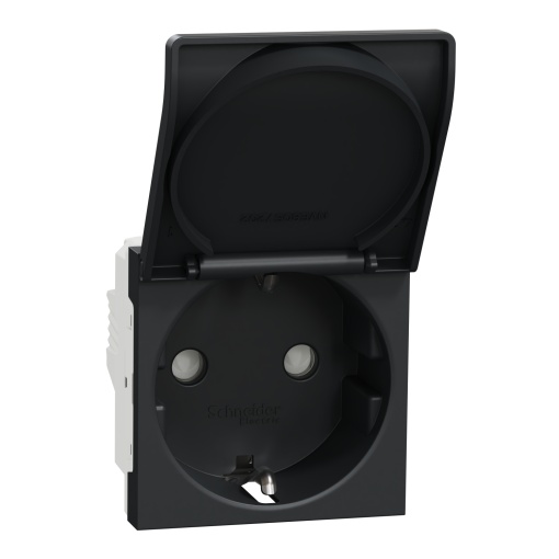 Tomada 2PT com obturadores LP, Unica, 16A, Antracite