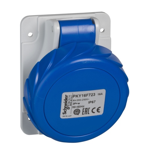 Tomada PratiKa - rápida - inclinada - 32 A - 3P  N  E - 200...250 V CA - para painel