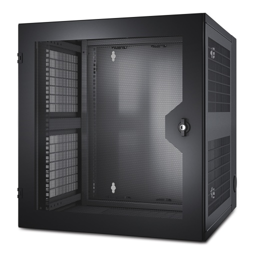 NetShelter WX 13U cOrifício Roscado, Porta Dianteira Ventilada em Guia de Montagem Vertical, em Preto
