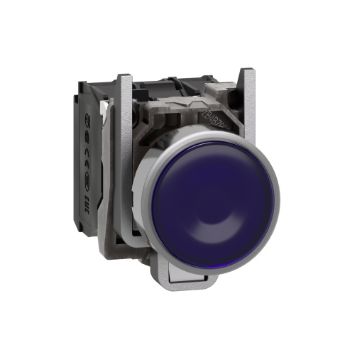Botão de pressão iluminado azul ø 22  mola encastrada - 120 v - 1no1nc