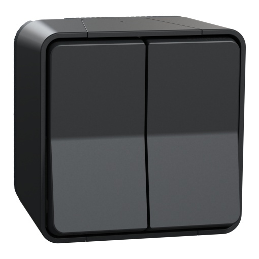 Comutador de escada duplo monobloco, Mureva Styl, saliente, IP55, 10A, Cinzento