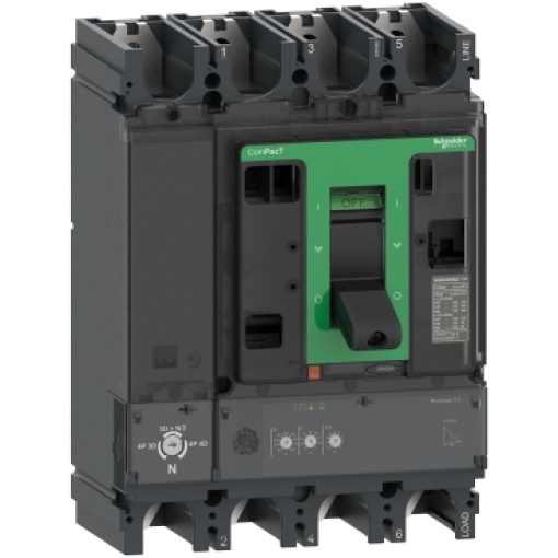Circuit breaker ComPacT NSX400F, 36kA at 415VAC, MicroLogic 2.3 trip unit 250A, 4 poles 4d
