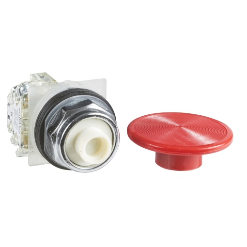 Botão pressão ø 30  aro metálico  cabeça cogumelo ø 57 mm - vermelho - 1 co