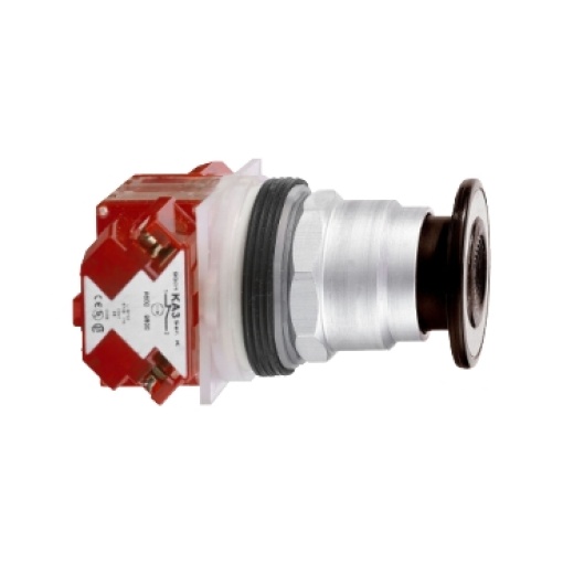 Botão pressão ø30 - aro met. - cabeça cogumelo ø41 mm - preto - 2 pos. - 1 co