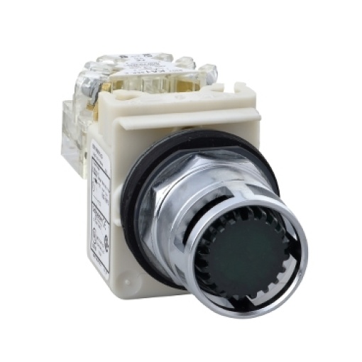 Botão de pressão iluminado verde ø 30  mola encastrada  24 v  1 oc